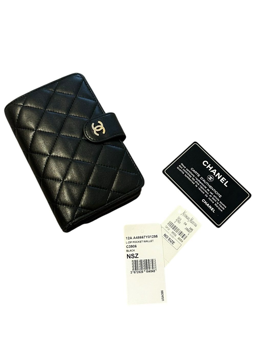 Chanel L-Zip Large Pocket Wallet Black Quilted Lambskin